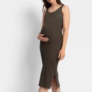 Seraphine grey knit two-piece maternity and nursing dress